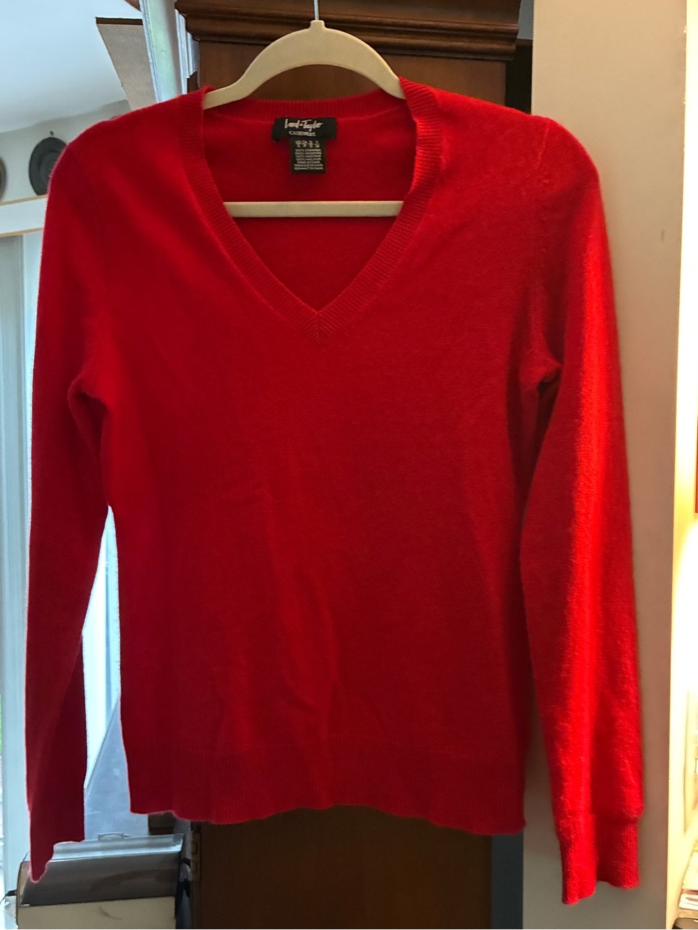 Lord & Taylor Women’s V-Neck Cashmere Sweater - Red